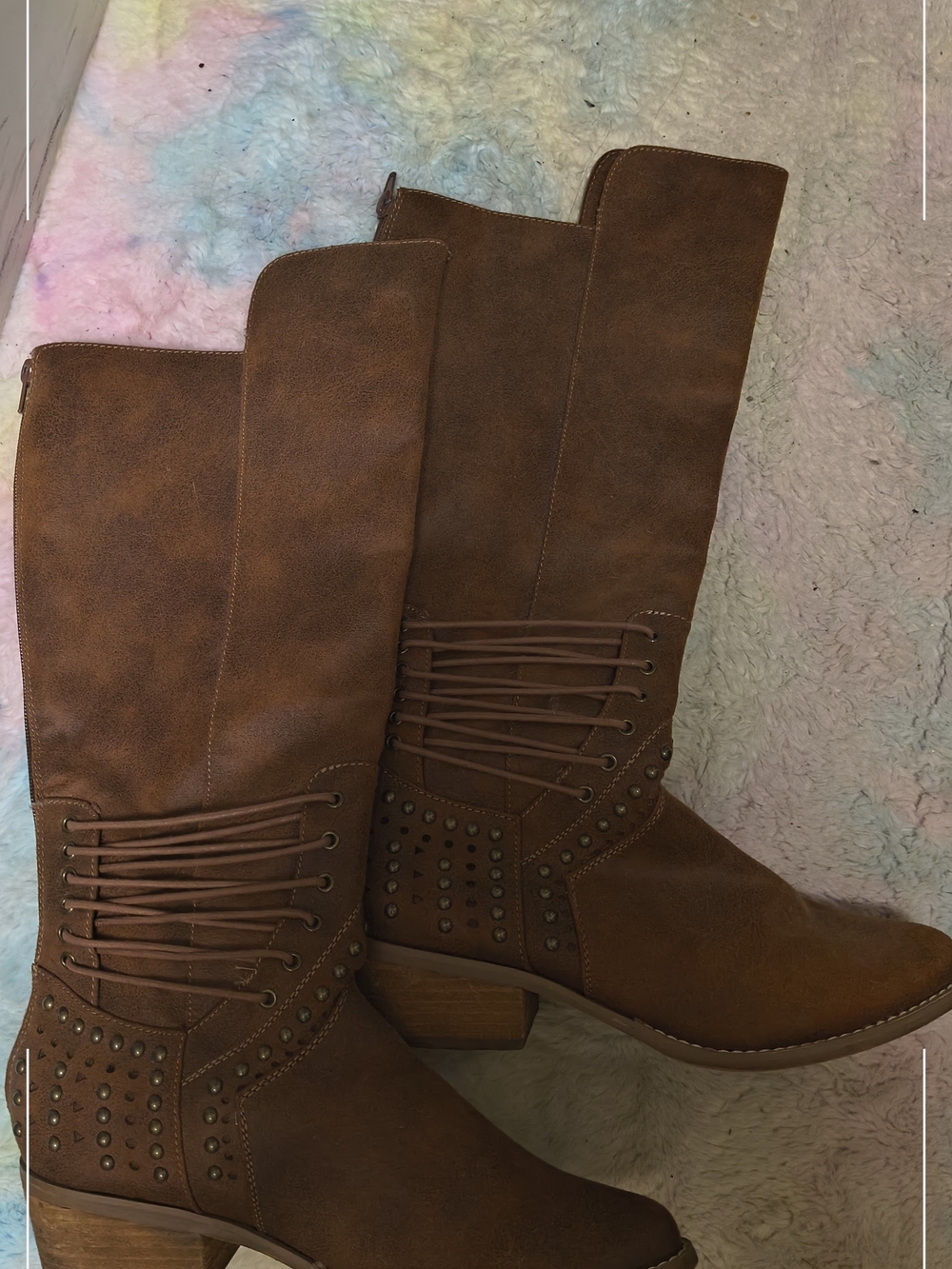 Women's Tall Brown Studded Western Boots